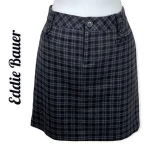 Eddie Bauer Black Gray Wool Blend Plaid Skirt NWOT Size 6P